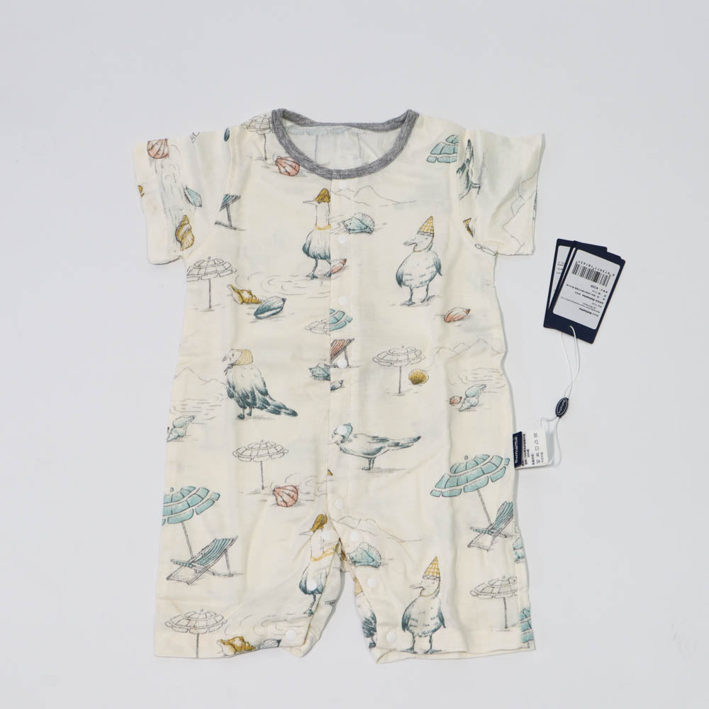Domia Silky Bamboo Short Sleeve Baby Romper Bird Beach M-1996005567495278593