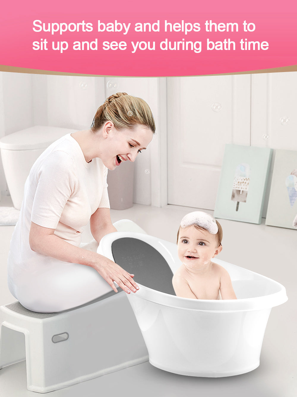 Black Baby Bath With Backrest & Bum Bump Support-1996005521030778883