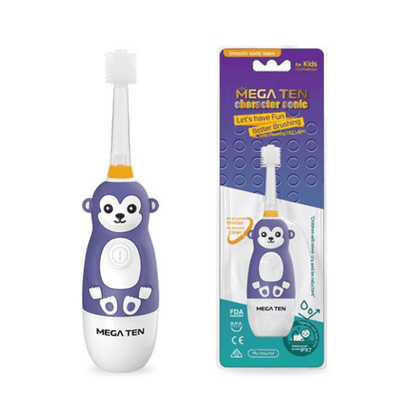 MEGA TEN 360-Degree Kids Electric Toothbrush with LED Light 1-4 Yrs Monkey-1973194100316442624