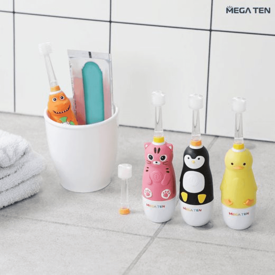 MEGA TEN 360-Degree Kids Electric Toothbrush with LED Light 1-4 Yrs Monkey-1973194100316442625
