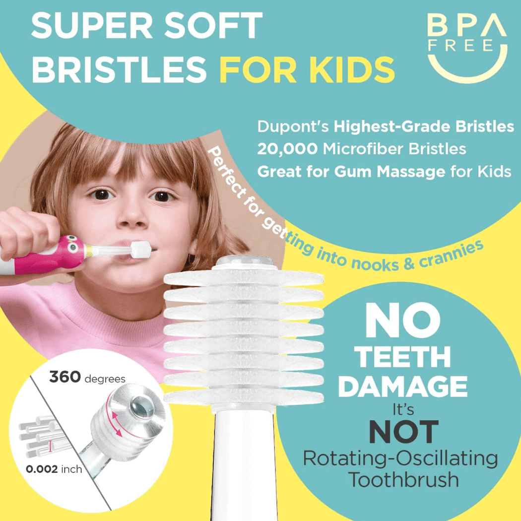 MEGA TEN 360-Degree Kids Electric Toothbrush with LED Light 1-4 Yrs Monkey-1973194100316442626