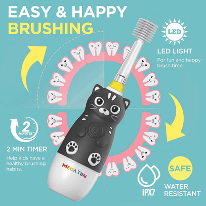 MEGA TEN 360-Degree Kids Electric Toothbrush with LED Light 1-4 Yrs Monkey-1973194100316442628