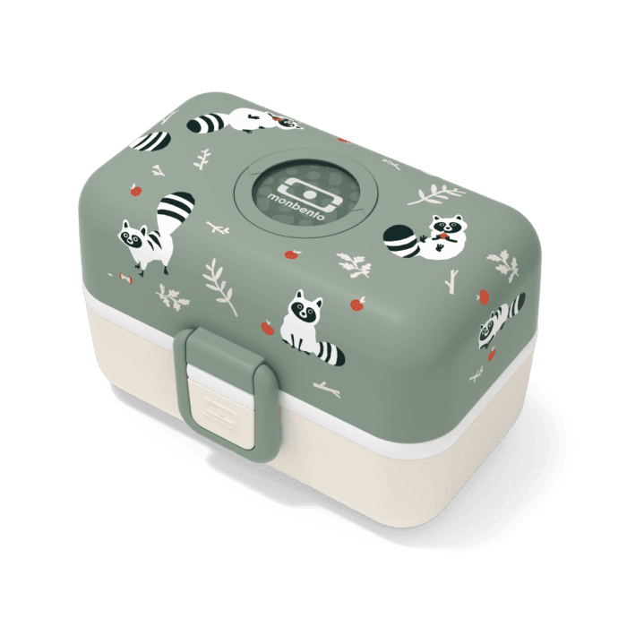 Monbento Tresor Graphic Kids's Bento Box- Green Raccoon Green Raccoon-1973194135888334848