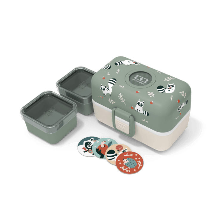 Monbento Tresor Graphic Kids's Bento Box- Green Raccoon Green Raccoon-1973194135888334850