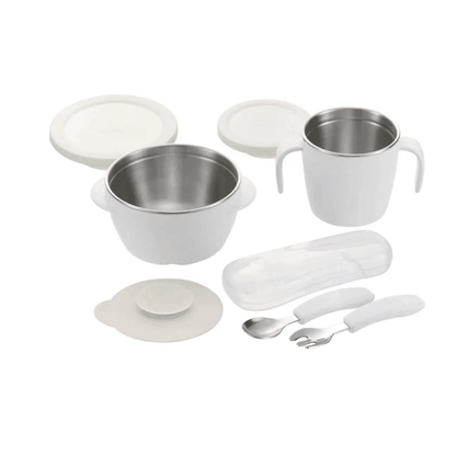 RICHELL TLI Stainless steel Feeding Set White-1973194127407452160